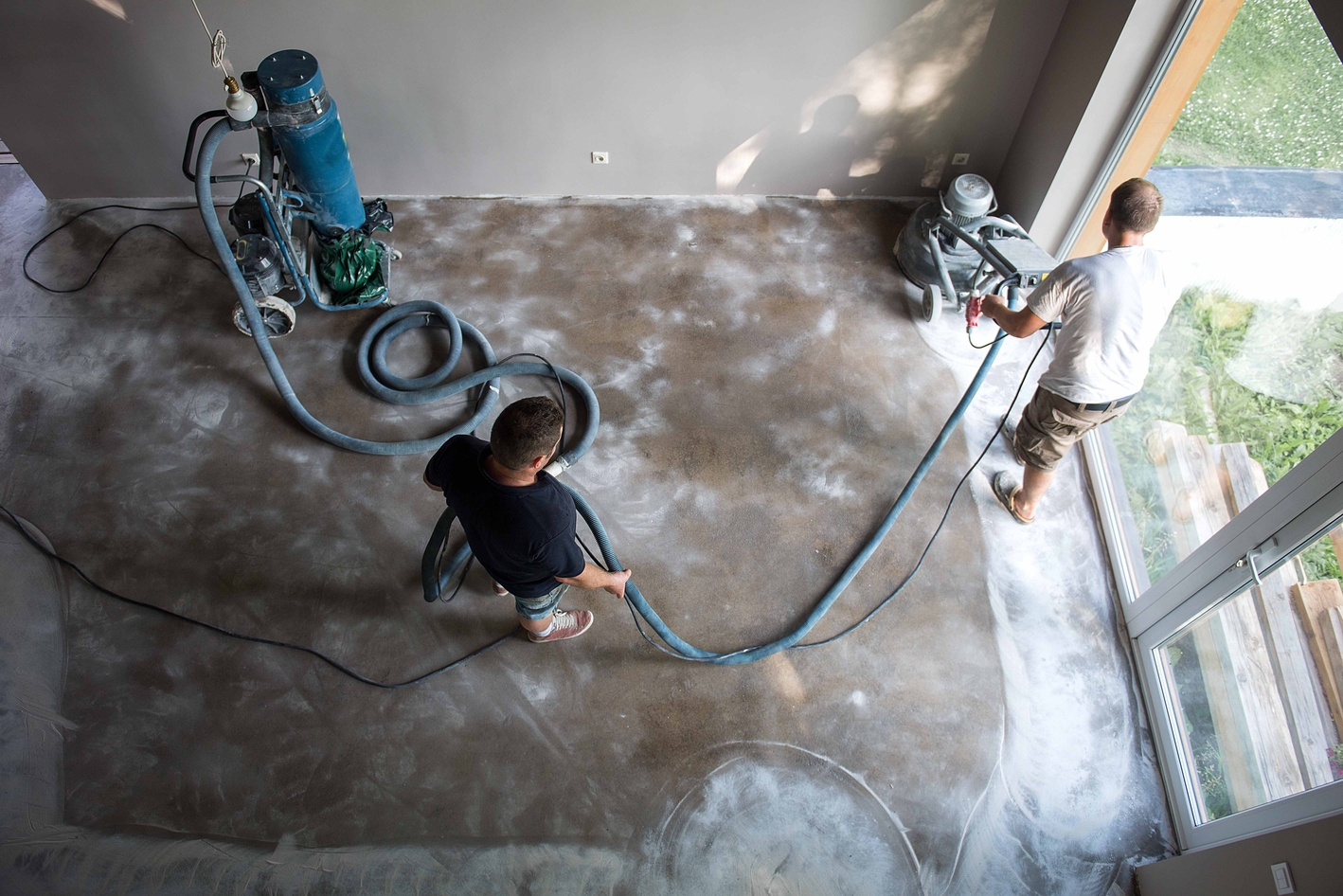 Commercial construction and water damage restoration team working on a large-scale property repair in Atlanta